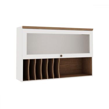 Imagem de Armáreo Aéreo Cozinha 120cm Mini Boreal 100% Mdf 1 Porta Basculante Vidro Branco - Genialflex