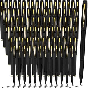 Imagem de Pacote com 100 canetas esferográficas de tinta gel preta, canetas de tinta preta, canetas de negócios de 0,5 mm, canetas de tinta de ponta grossa preta e legal, canetas esferográficas de ponta fina para escritório, escola, escrita, anotações, esboço