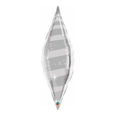 Imagem de Balão de Festa Microfoil 38" 96cm - Taper Espiral Prata - 1 unidade - 