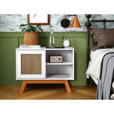 Imagem de Balcao Buffet Aparador Bar Porta de Correr Rattan pés em Madeira - Bra