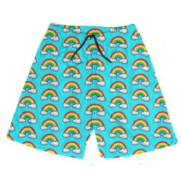 Imagem de Short Praia Shorts Banho Bermuda Verão Arco-íris Colorido Cartoon 249 