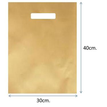 Imagem de Sacola Alça Vazada 30 x 40 Lisa 1KG - Plastimpel, Dourado
