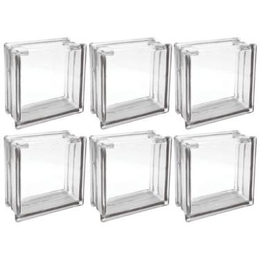 Imagem de Kit 6 Bloco de Vidro Incolor C/ Furo 19x19x8 Tradestar