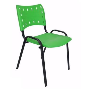 Imagem de Cadeira Iso Para Escola Escritório Comércio Verde Base Preta - EcomHom