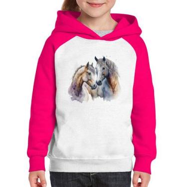 Imagem de Moletom Infantil Cavalo e Égua - Foca na Moda, Branco, Rosa, 6