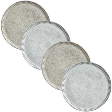 Imagem de Jogo de Pratos Rasos Porto Brasil Linhas Stoneware 4 Unidades, 2 Cores