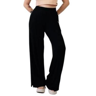 Imagem de Calça Pantalona Riu Kiu Canelada Luisiana Preta 10990 Preto-Feminino