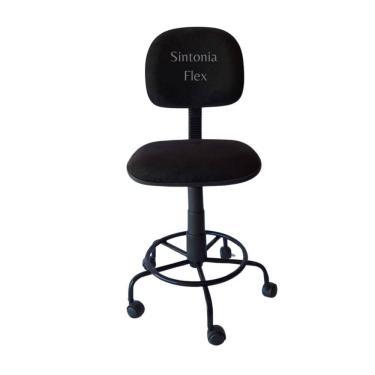 Imagem de Cadeira  secretaria  com regulagem de altura - base de ferro - rodízio e apoio de pé suede preto