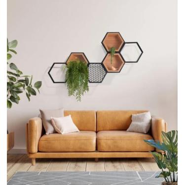 Imagem de Colmeia Aurum Organizadora 6 Hexágonos - Casa Quentinha, MDF Nogal Sev