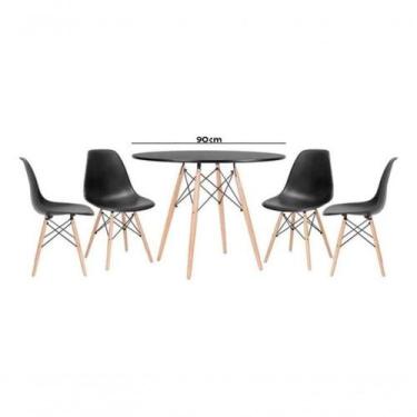 Imagem de Jogo De Mesa 4 Cadeiras Pretas Eames Eiffel 90cm New - UNIVERSAL MIX