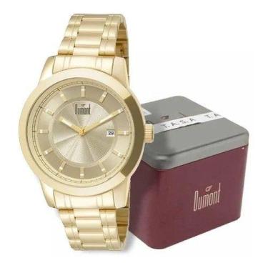 Imagem de Relógio Masculino Dourado Grande Dumont Analógico Original Barato