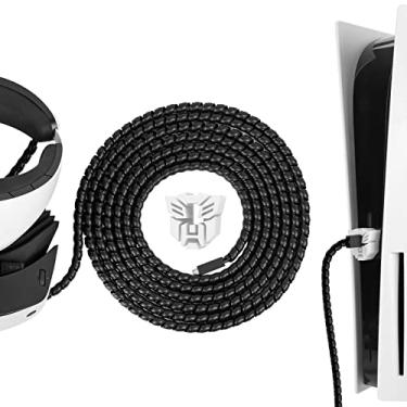 Imagem de Geekria Cable Protectors Cover and Plug Protector Compatible with PlayStation PS5, PSVR 2, Replacement Lines Protect, Prevent Falling Charger Cable Sleeve VR Gaming Accessories (Black 17ft)