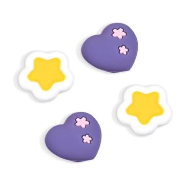 Imagem de DLseego Thumb Grips Caps Design for Switch/Switch lite/Switch OLED Console, Soft Silicone Joycon Analog Controller Protective Anti-Slip Covers 4PCS Button Joy Con Joystick Caps - Purple Yellow
