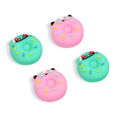 Imagem de DLseego Thumb Grips Caps Design for Switch/Switch lite/Switch OLED Console, Soft Silicone Joycon Analog Controller Protective Anti-Slip Covers 4PCS Button Doughnut Joy Con Joystick Caps - Green Pink
