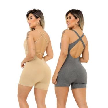 Imagem de Kit 2 Macaquinhos Fitness Academia Alcinha/ Em X Shortinho Curto Trein
