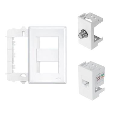 Imagem de Conjunto Tomada Internet E Telefone 4x2 Evidence - Fame