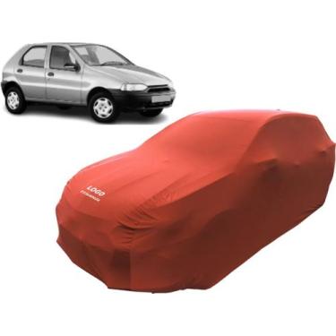 Imagem de Capa Automotiva Com Logo Fiat Palio 4 Portas De Tecido - Mz, Vermelha