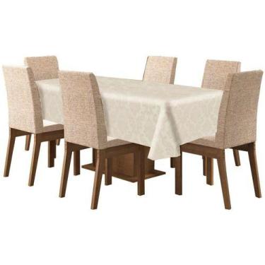 Imagem de Toalha De Mesa De 4 Lugares Tecido Jacquard - Campari, Palha
