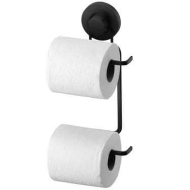 Imagem de Papeleira Dupla com Ventosa Porta Papel Higiênico Schmitt, Preto Fosco