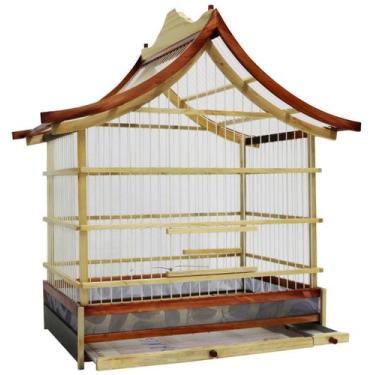 Imagem de Gaiola Passarinho Em Madeira - Bangalô / Japonesa Canário / Azulão / C