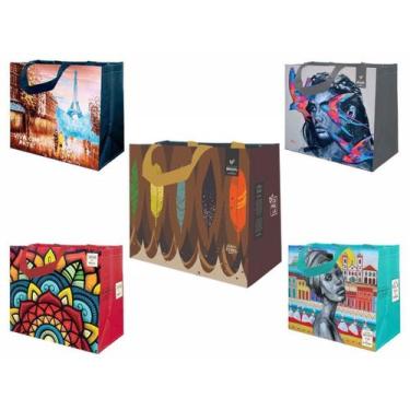 Imagem de Sacolas de Ráfia Ecobag 1 Grande e 4 Médias Sortido B4U