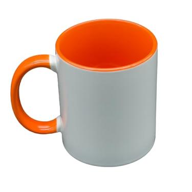 Imagem de Canecas de sublimação 325 ml, interior laranja e alça - Xícaras de café premium para projetos de prensa térmica - Design versátil de caneca de café ideal para criações personalizadas, conjunto de 1