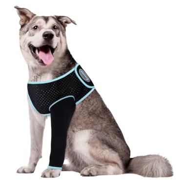 Imagem de Comwish Manga de recuperação para cães, proteção frontal da perna após cirurgia, manga de perna de cachorro para parar de lamber, morder e manter seco, lavável na máquina, impermeável, resistente à