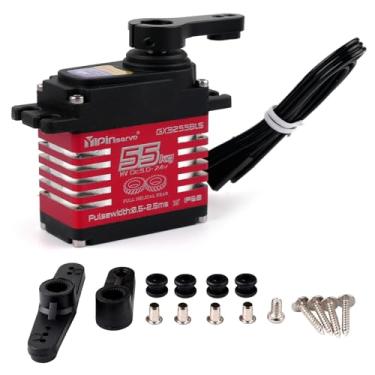 Imagem de DIYmall GX3255BLS Digital Servo 7.4V 55KG High Torque Full Metal Helical Gear Brushless Motor IP68 RC Robotic Servo for 1/8 1/10 Cars (360° Continuous Rotation)