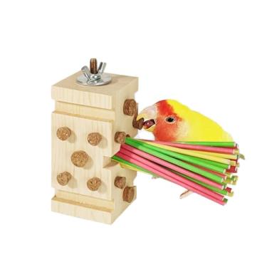 Imagem de Gaiola de brinquedo papagaio poleiro com forrageamento inteligente brinquedo de mastigação rolhas macias para tamanho pequeno a regular papagaio calopsita Lovebird Quaker Conure brinquedo de