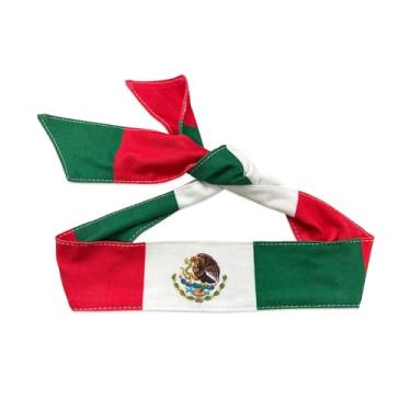 Imagem de hhdatc Faixa de cabeça com bandeira do país mexicano com bandeira nacional, faixa de cabeça masculina Banadan México para futebol, tênis, treino, fantasia