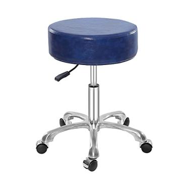 Imagem de Banqueta giratória e apoio para os pés, acolchoamento grosso, cadeira de couro hidráulico ajustável com rodas