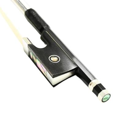 Imagem de Fibra de carbono preto 4/4 3/4 1/2 1/4 1/8 tamanho arco de violino ébano sapo branco arco de violino peças de violino Arco violino prático(4/4)