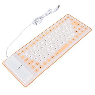 Imagem de Teclado Rolável Macio e Confortável à Prova D'água Totalmente Selado Design 85 Teclas Silicone Teclado para Escritório Doméstico (Laranja)