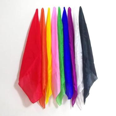 Imagem de 3 lenços de seda mágicos lenços mágicos truques de mágica lenço de seda colorido palco acessórios mágicos truque de mágica adereços mágicos acessórios mágicos (45 x 45 cm)