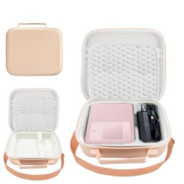 Imagem de Akouta Capa rígida de armazenamento compatível com impressora fotográfica colorida sem fio Canon Selphy CP1300 CP1500 CP1200, adequada para ambientes externos e viagens (ouro rosa)