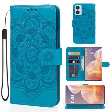 Imagem de Bohefo Capa para Moto G85 5G, capa carteira Motorola S50 Neo, capa flip de couro mandala com suporte para cartão de crédito para Motorola Moto G85 5G azul