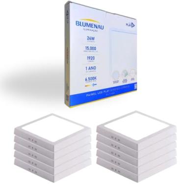 Imagem de kit 10 Painel Led 24w Plafon Sobrepor Quadrado Play 6500k Bivolt Blumenau