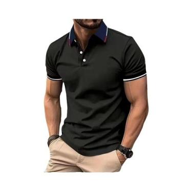 Imagem de Camisa Polo Masculina Manga Curta Branca - Casual de Verão, BR-G, Pret