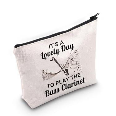 Imagem de JNIAP Presente para tocador de clarinete baixo It's a Lovely Day To Play The Bass Clarinet Cosmetic Bag Instrumento Musical Presente, Bolsa para clarinete Play The Bass