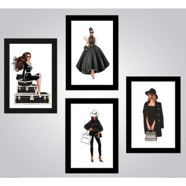 Imagem de Quadros Moda Feminina Loja Look Fashion Decorativos 4 Peças - CAMALEÃO