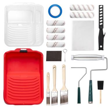 Imagem de Mister Rui Kit de rolo de tinta, 20 peças, rolos de tinta 23 cm 10 cm, moldura de rolo de tinta, forros de bandeja de tinta, pincéis de pintura de rolo para paredes, suprimentos de tinta para melhoria