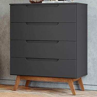 Imagem de Cômoda Retro Alpi 4 Gavetas Preto - Olivar Móveis