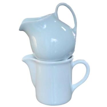 Imagem de Kit Jarra clássica 300ml e Bule Leiteira 300ml - Porcelana Branca - An
