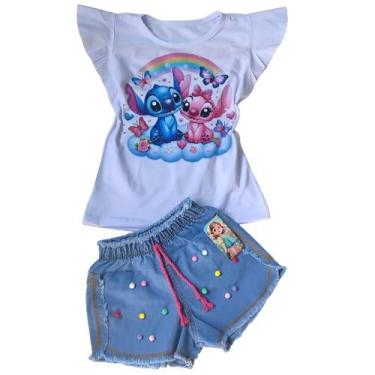 Imagem de Conjunto jeans infantil stitch nuvem. - MC MODA KIDS, M VESTE 4/6 ANOS