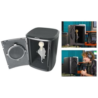 Imagem de Rockville ISOBOX Caixa de isolamento de som com suporte de microfone e filtro pop, totalmente fechada, portátil, gerenciamento de cabos, perfeita para gravação vocal e podcast