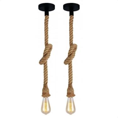 Imagem de Kit 2 Luminária Pendente Lustre Corda 1 Metros + Lampada