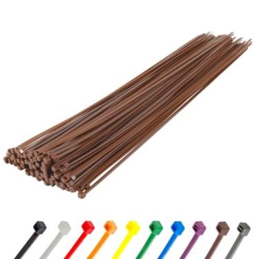 Imagem de GTSE 35,5 cm Gravatas de Zíper Marrom Resistentes, Pacote com 100, Força de 54,4 kg, Cabo de Nylon Resistente a UV, Envoltórios Autotraváveis de 35,5 cm