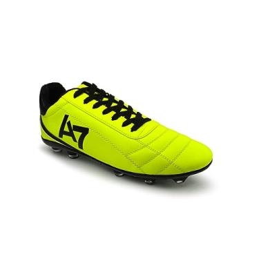 Imagem de Chuteira Futebol Campo Gramado A7 Com Travas Profissional Reforçada (Verde, BR, Adulto, Numérico, 44)