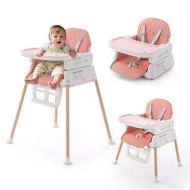 Imagem de Cadeira Alta Portátil 3 em 1 Jaoul para Bebês - Ajustável e Rosa