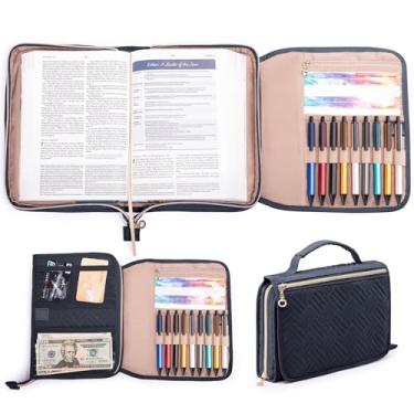 Imagem de Aplufine Capa De Bíblia Tripla Para Mulheres, Estojo De Bíblia Para Homens, Estojo De Transporte De Bíblia Para Meninas, Meninos, Bolsas De Bíblia Com Alça E Bolso Com Zíper Para Fornecedores De Est